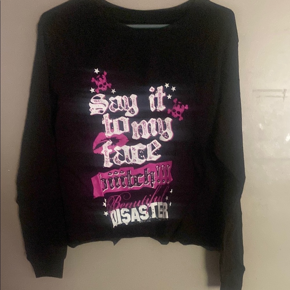 Beautiful Disaster semi crop Long Sleeve Shirt